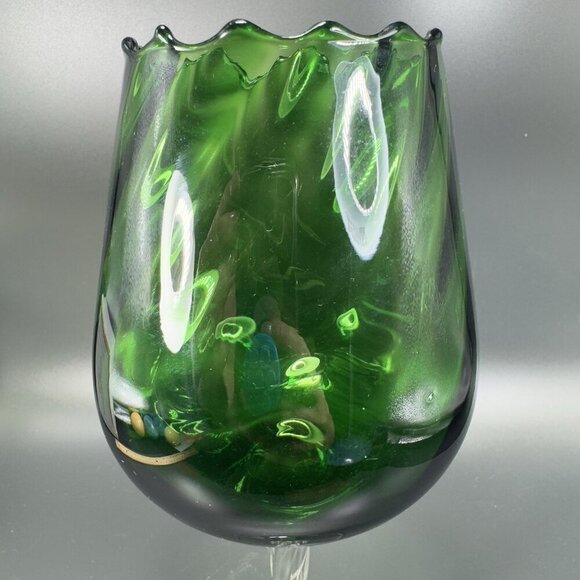 Italian Art Glass Tall Emerald Green Sniffer Candle Holder Votive Compote Italy - Picture 10 of 12